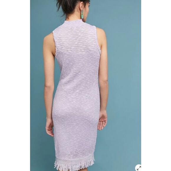 Anthropologie Callahan Acadia Sweater Dress Midi Macrame Hem Lavender Large - Picture 2 of 11